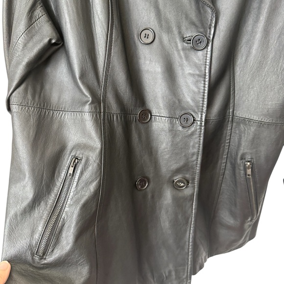 Lane‎ Bryant leather double breasted jacket black - Picture 3 of 8